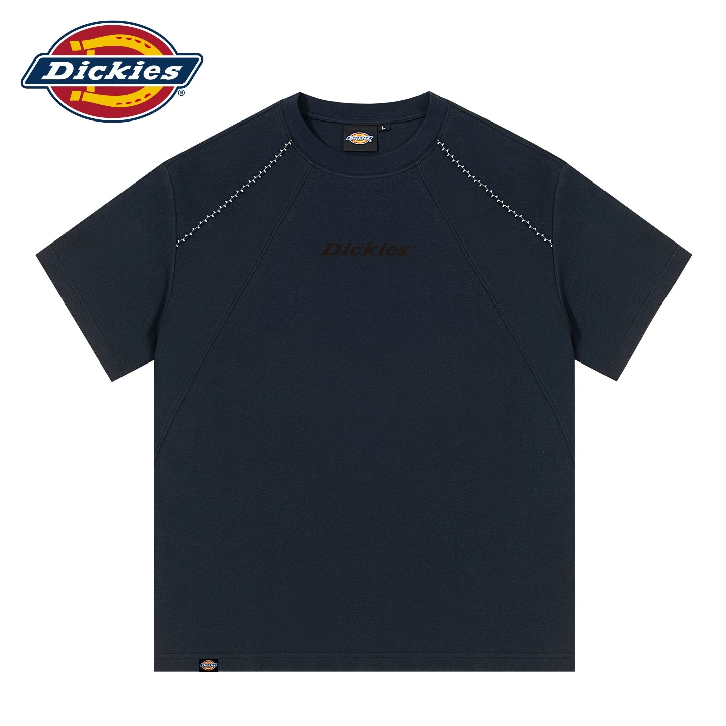 Dickies men's short sleeved T-shirt, American heavyweight deconstruction T-shirt, contrasting color and bright thread design, summer fashion trend A