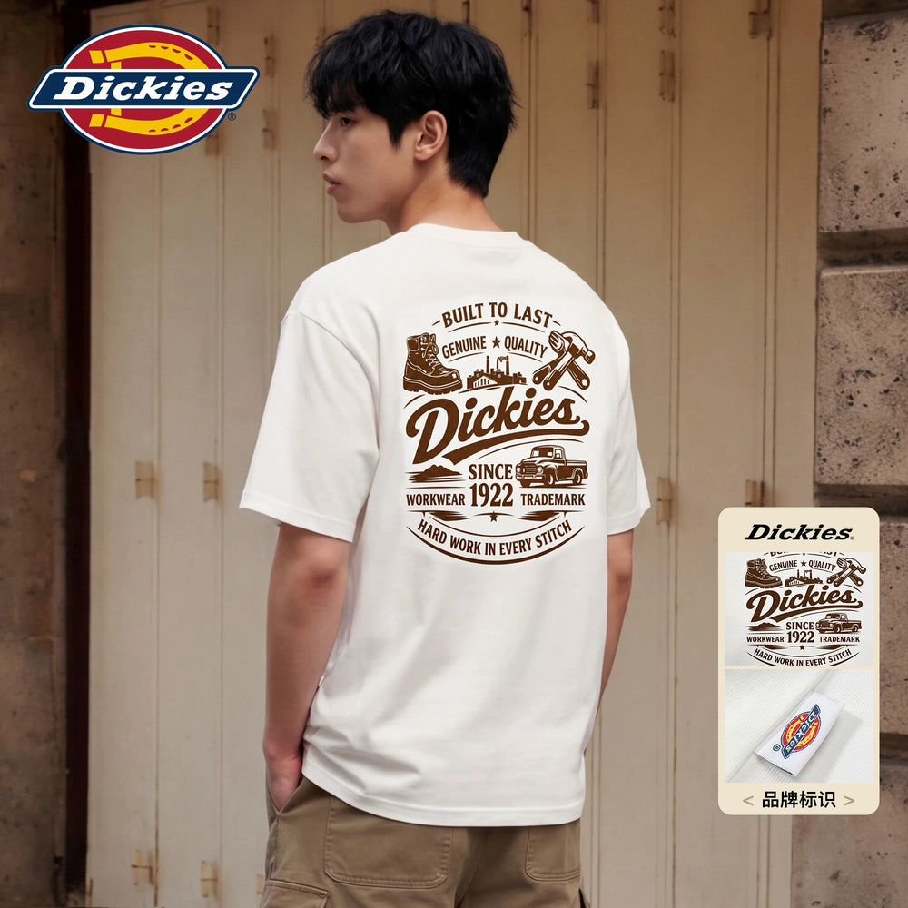 Dickies Cool Suitable Pure Cotton Short sleeved T-shirt Men's American High Street Printed Half Sleeve Round Neck Loose Couple Top M