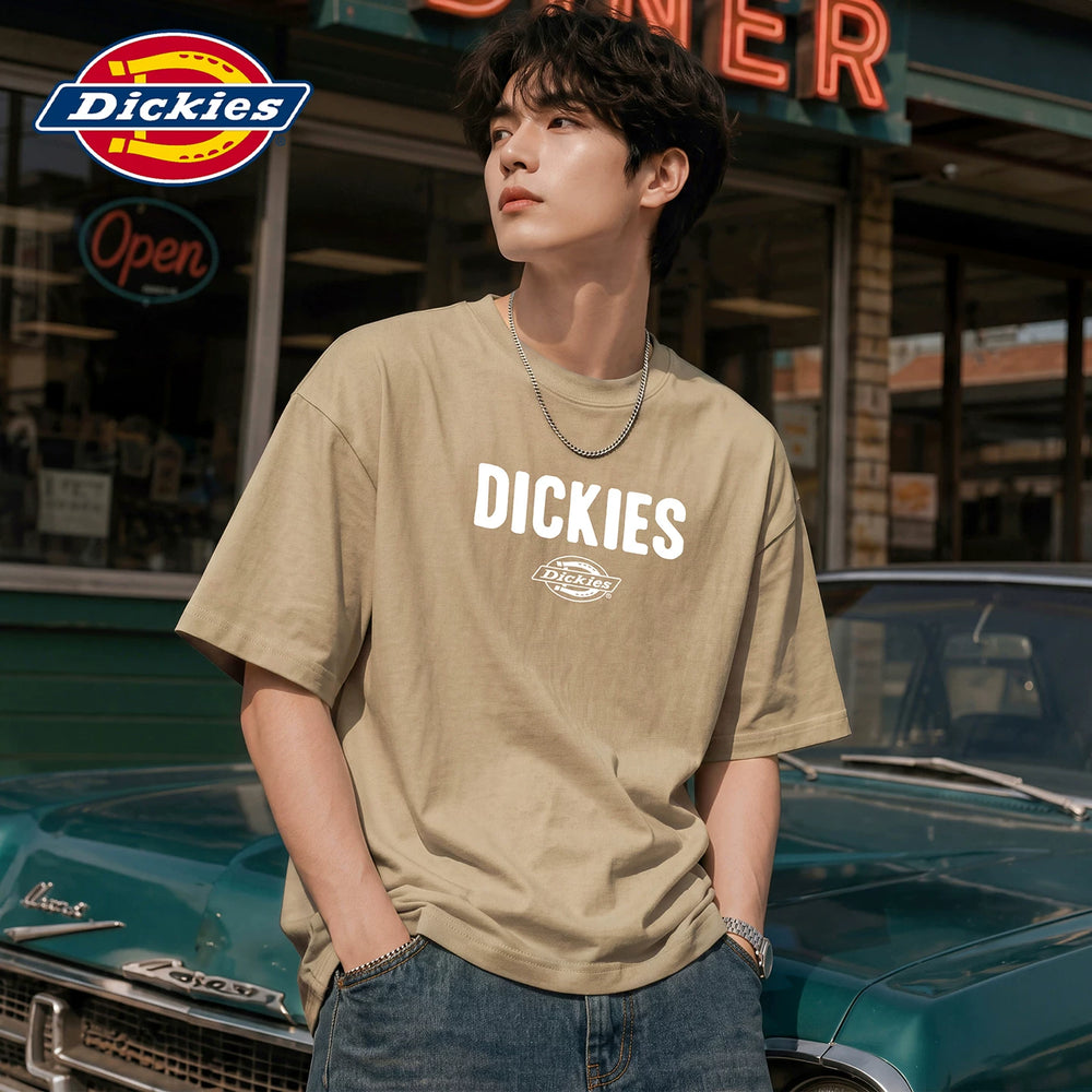 Dickies Cool Summer New American Printed Casual Round Neck Short Sleeve T-shirt for Men, Thin Half Sleeve Shirt Y