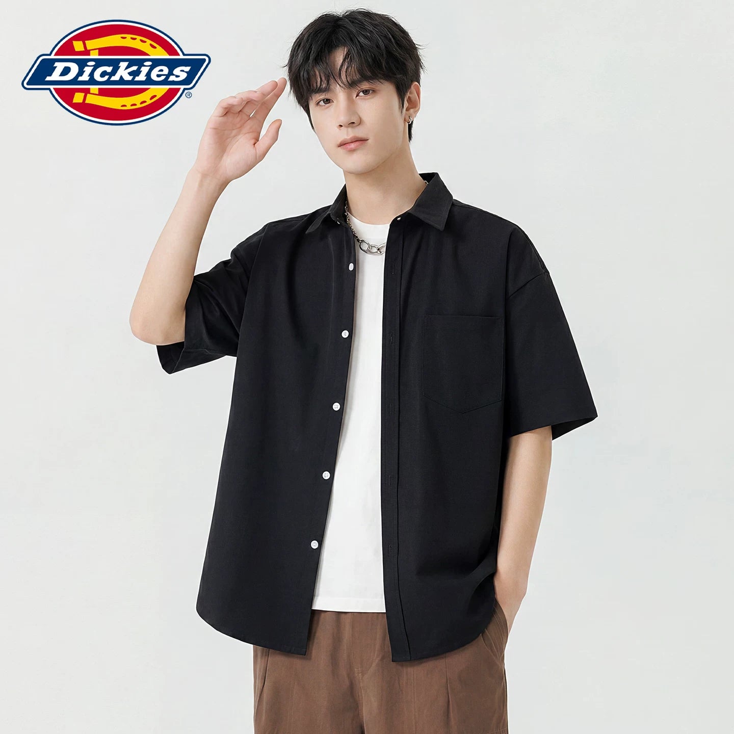 Dickies Cool Summer American Casual Loose Short sleeved Shirt Men's Thin Breathable Collar Top Y