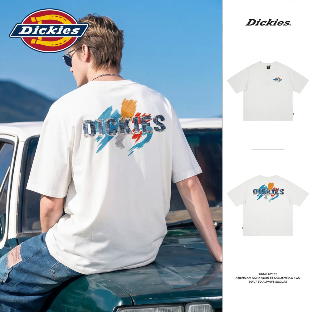 Dickies Emperor Cool Suitable American Graffiti Letter Printed Short sleeved T-shirt Men's Summer Pure Cotton Casual Couple Top M