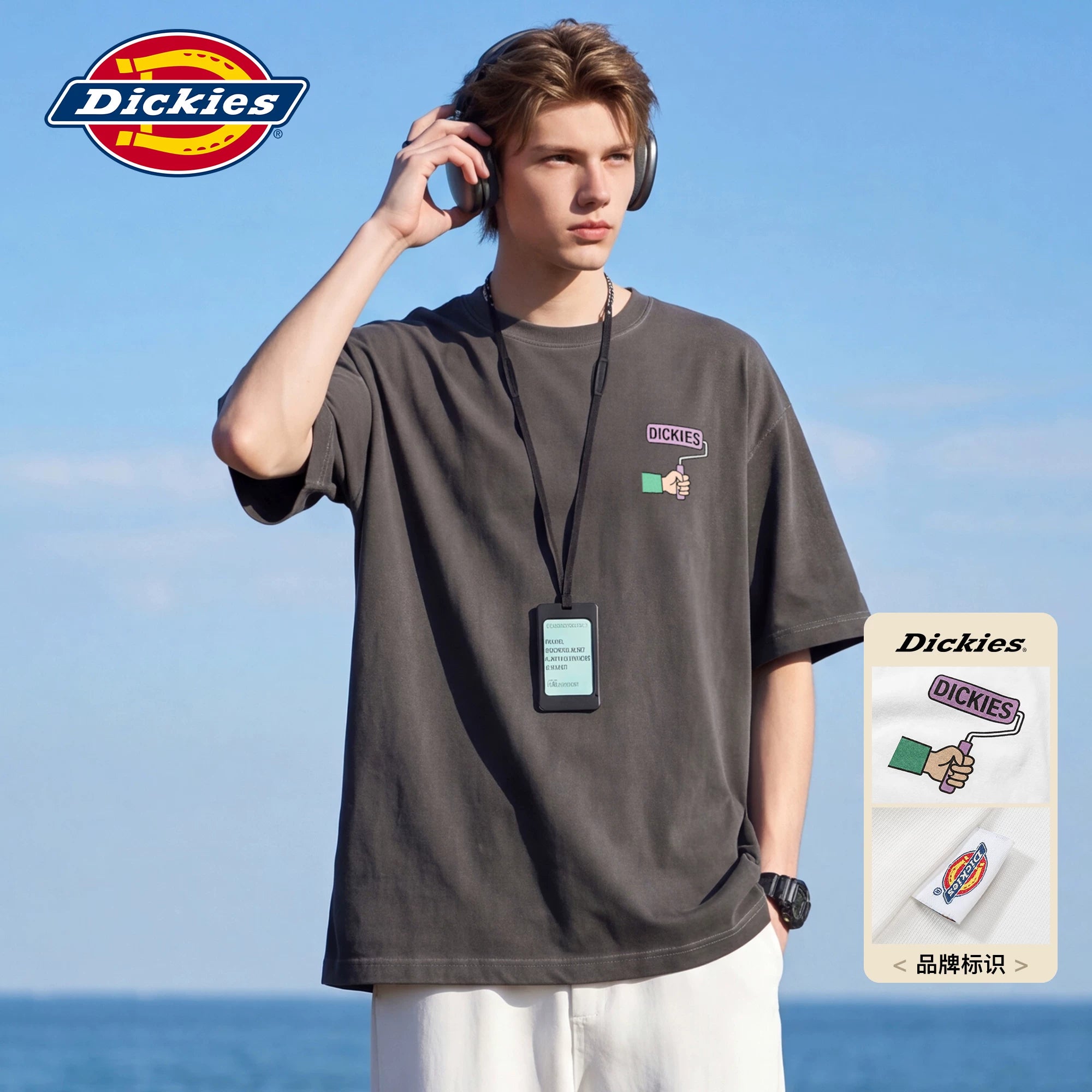 Dickies Cool Suitable Pure Cotton Short sleeved T-shirt Men's Summer American Fun Printed Casual Couple Half Sleeve Top M