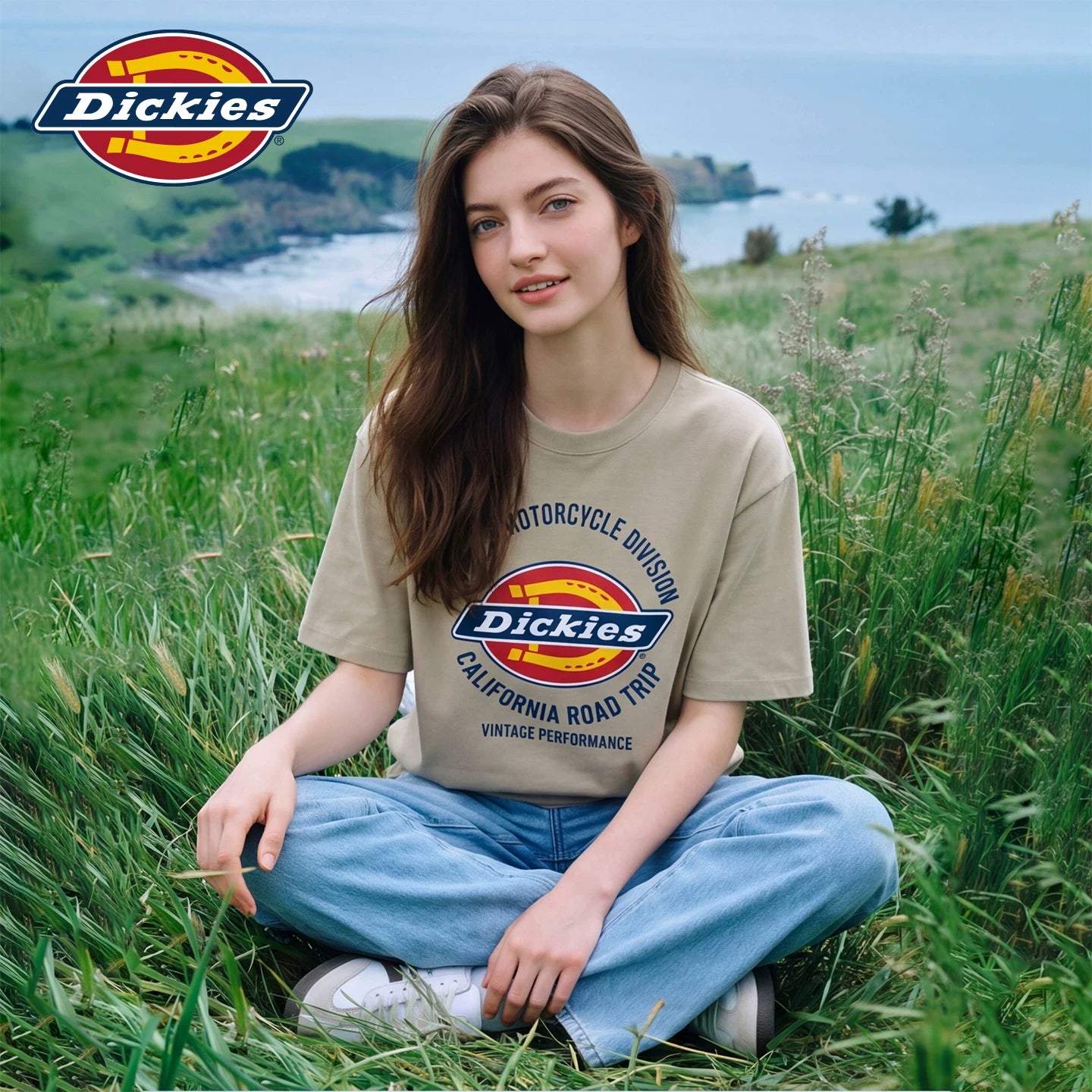 Dickies Emperor Cool Suitable Army Green Short sleeved T-shirt for Women 2026 Simple Style Comfortable and Versatile Loose Round Neck Top m