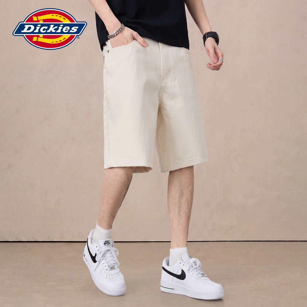 Dickies Cool Summer Casual Denim Shorts Men's Loose Cotton Straight Middle Pants Versatile Five Point Pants M