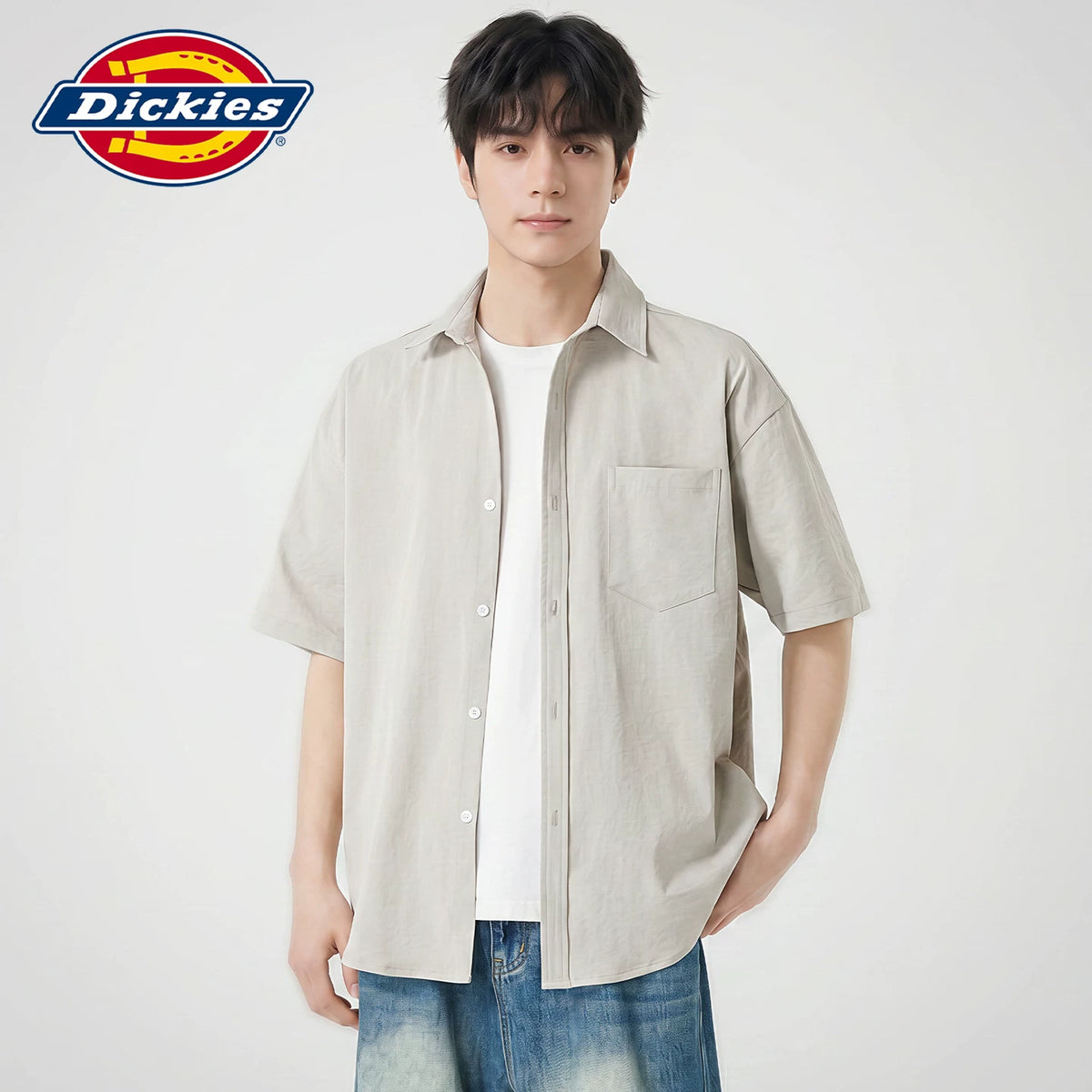 Dickies Cool Summer American Casual Loose Short sleeved Shirt Men's Thin Breathable Collar Top Y