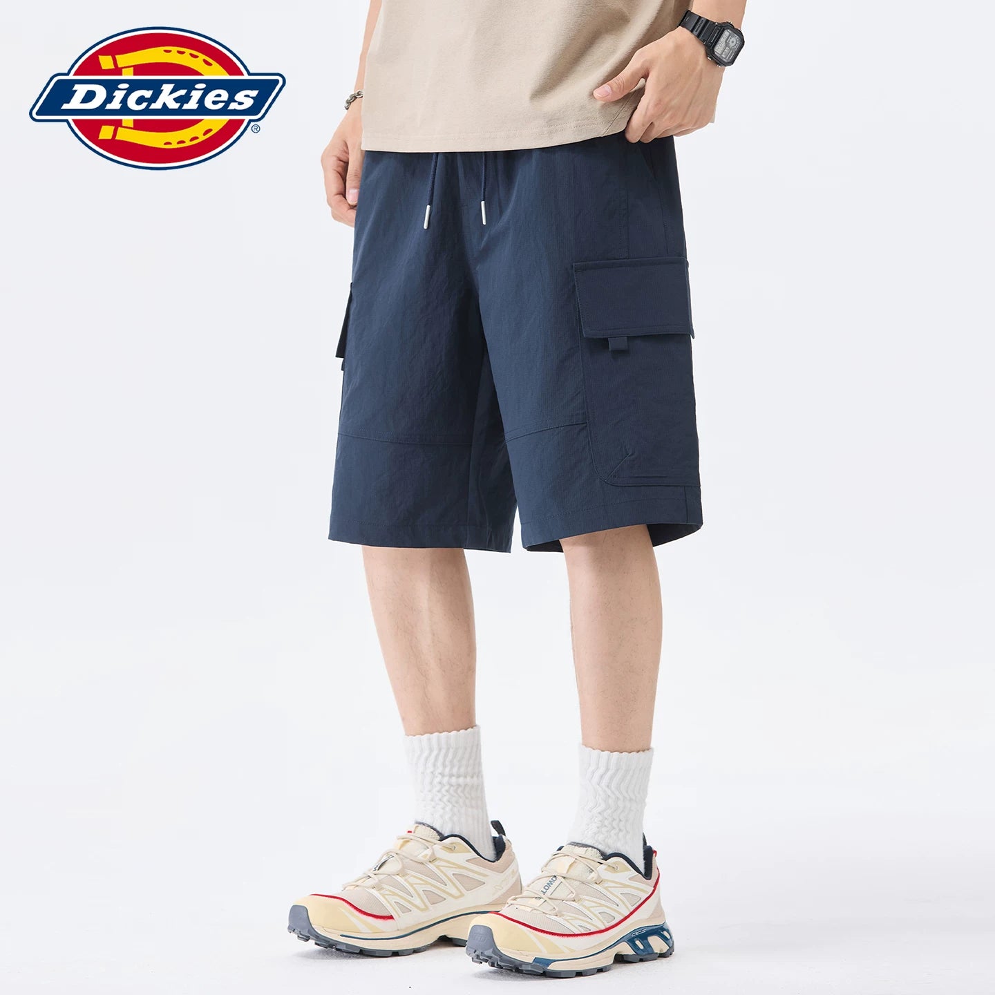 Dickies Emperor Cool Suitable American Summer Casual Multi Pocket Men's Drawstring Thin Loose Straight Leg Shorts Y