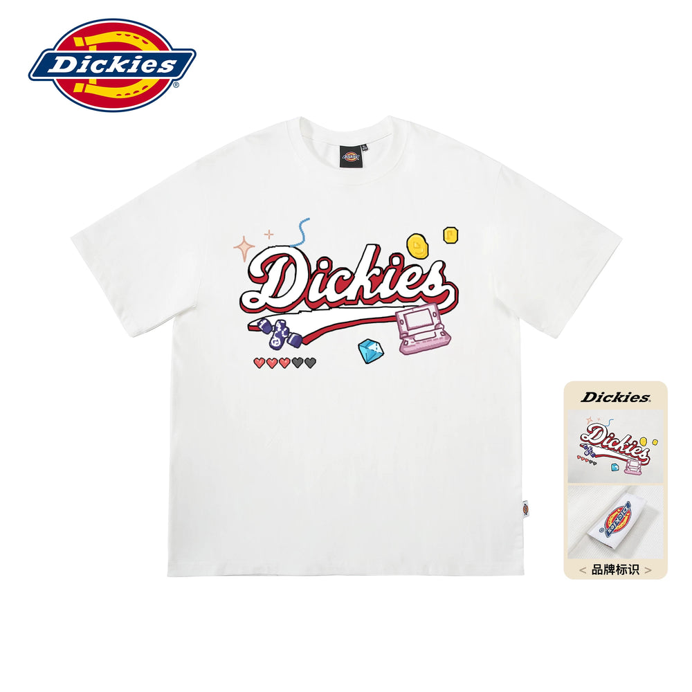 Dickies Emperor Cool Suitable Children's Fun Cartoon Letter Printed Short sleeved T-shirt Men's Summer Pure Cotton Half Sleeve Loose Top M