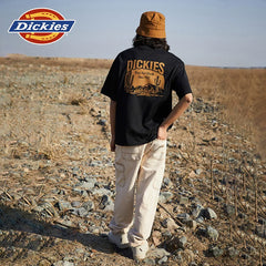 Dickies Cool Summer Loose Back Letter Printed Casual Short sleeved T-shirt for Men and Women Couple American Style J
