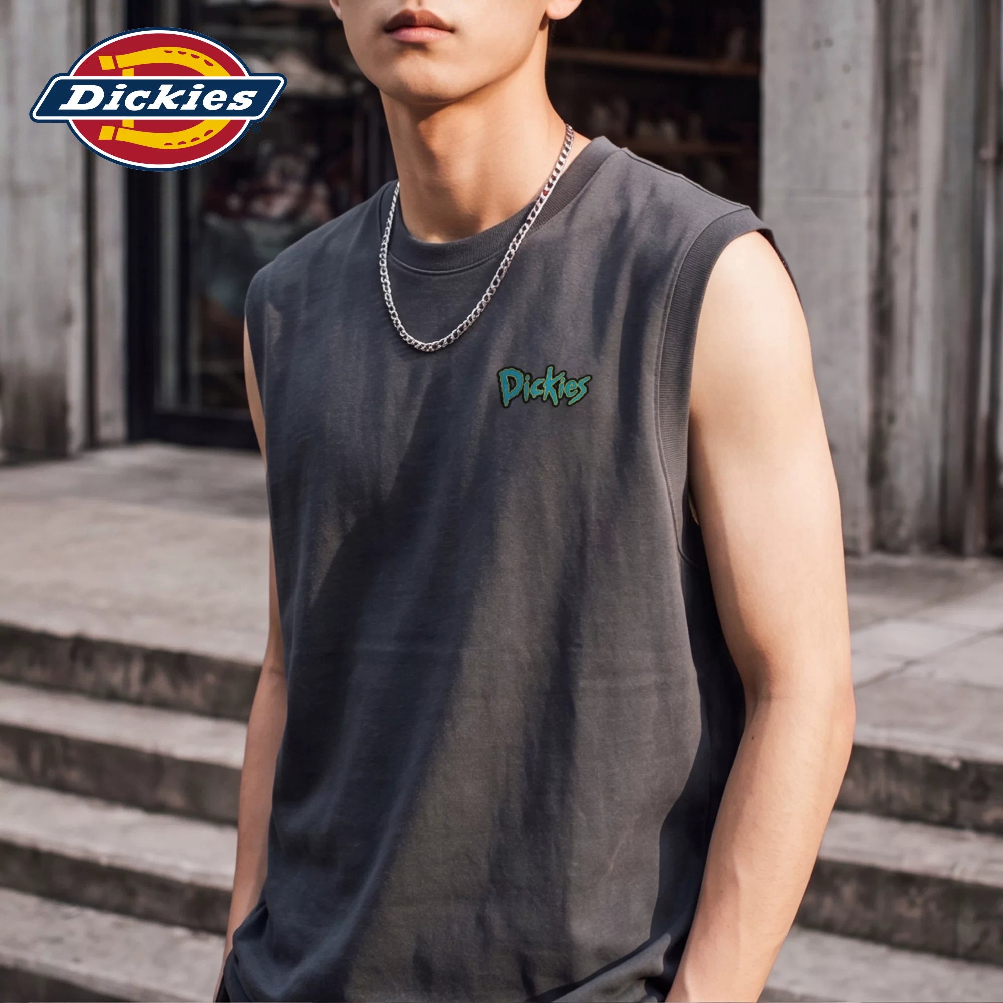 Dickies Cool Suitable Cotton Shoulder Waist Men's Summer Trendy Brand Loose Sports Fitness Sleeveless T-shirt M
