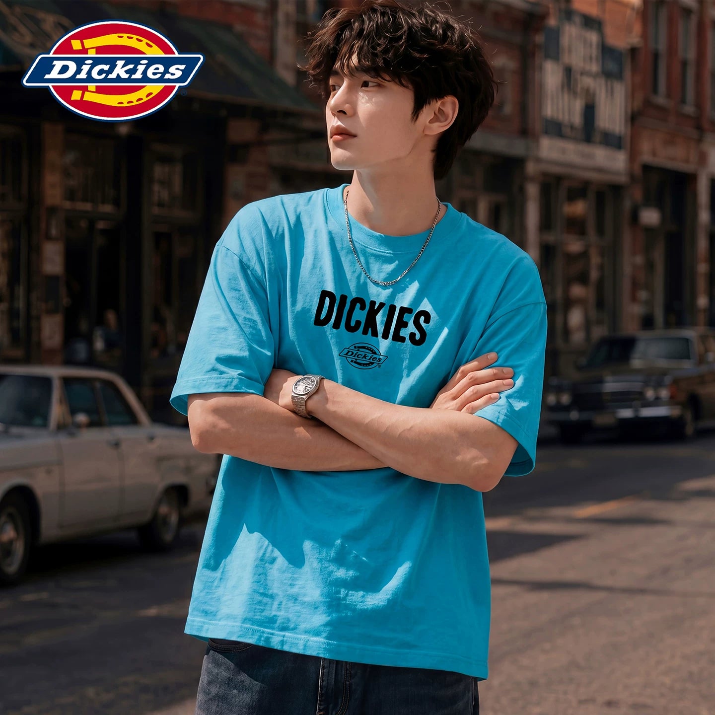 Dickies Cool Summer New American Printed Casual Round Neck Short Sleeve T-shirt for Men, Thin Half Sleeve Shirt Y