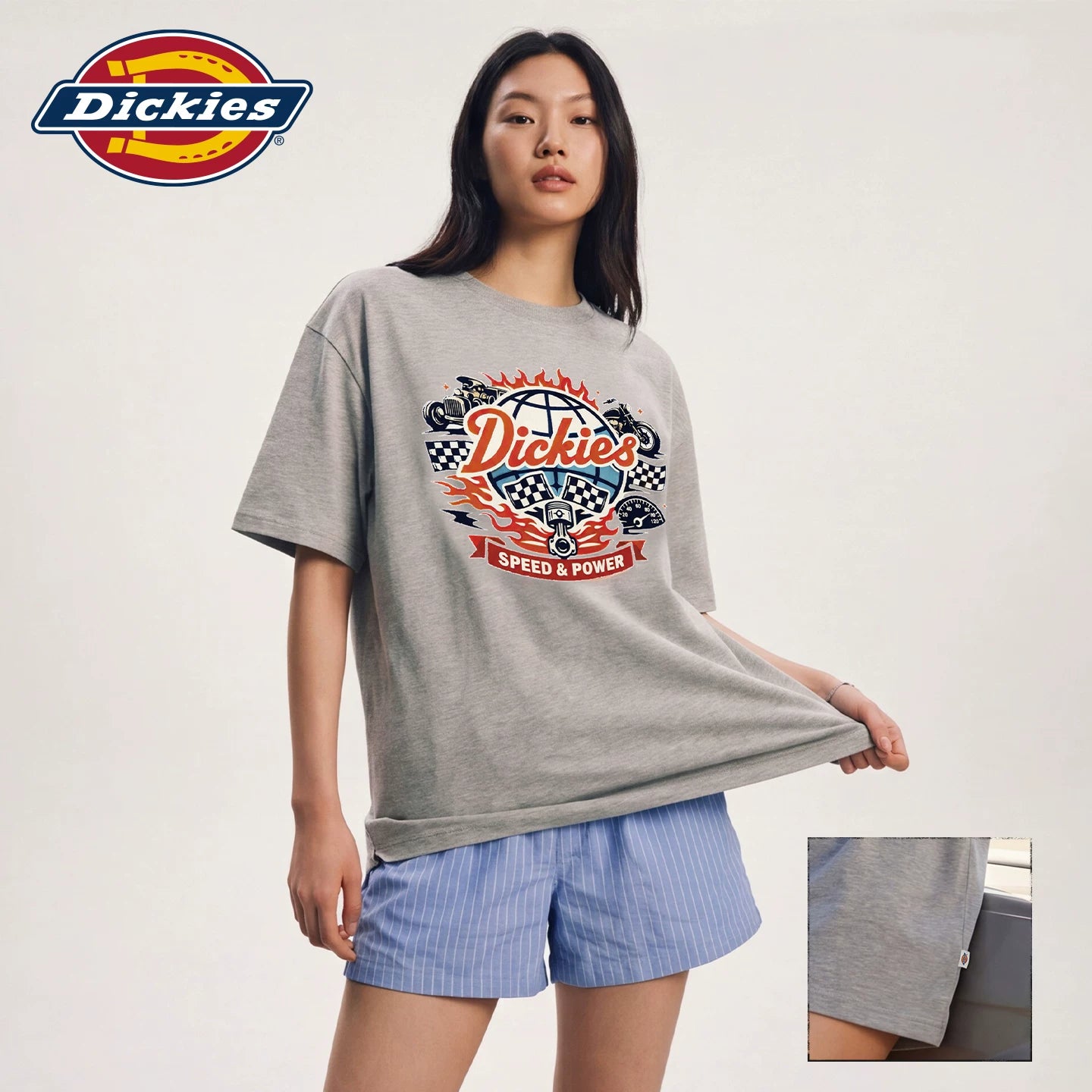 Dickies pure cotton short sleeved T-shirt for women in summer 2026, new American printed loose round neck top m