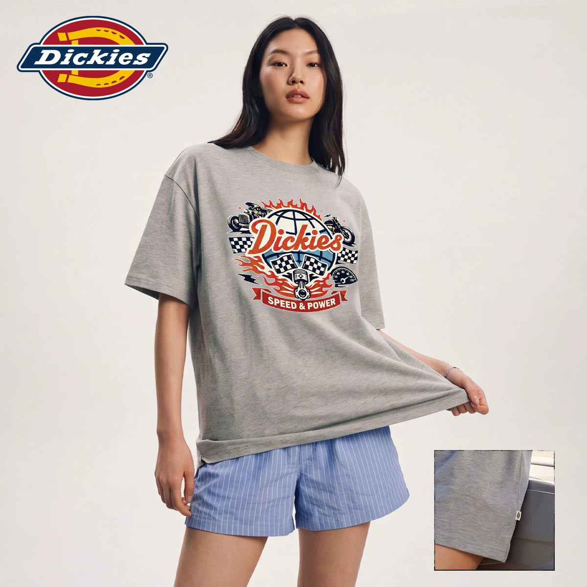Dickies pure cotton short sleeved T-shirt for women in summer 2026, new American printed loose round neck top m