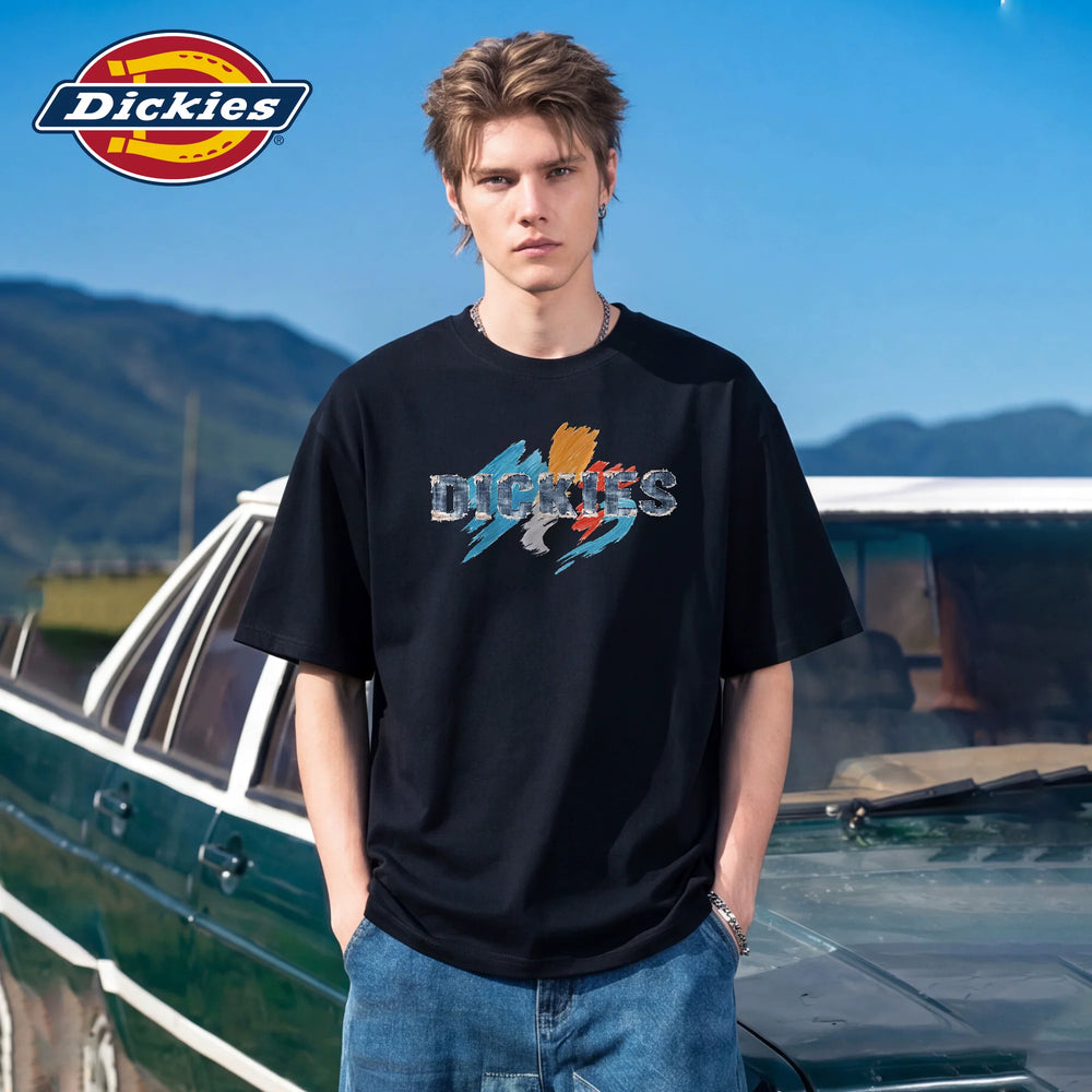 Dickies Emperor Cool Suitable American Graffiti Letter Printed Short sleeved T-shirt Men's Summer Pure Cotton Casual Couple Top M