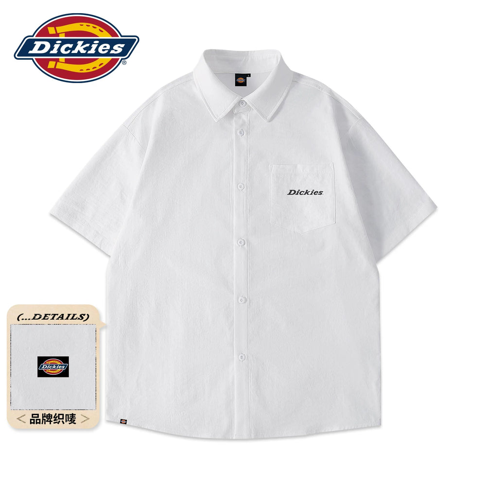 Dickies Ice Silk Short Sleeve Shirt for Boys, 2026 Summer New Style, Cool and Loose, Light Business Men's Wear, Thin A