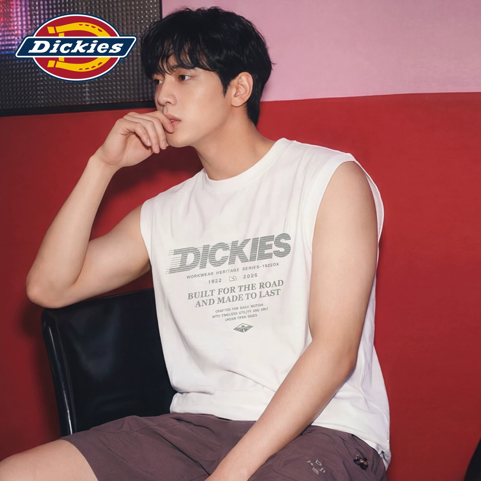 Dickies Cool Suitable Pure Cotton Shoulder Tank Top Men's Summer Printed Loose Casual Top Wear Sleeveless T-shirt M