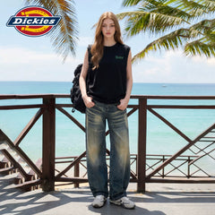 Dickies Cool Summer Style Black Sleeveless Vest Women's 2026 Loose Casual Round Neck Printed Top m