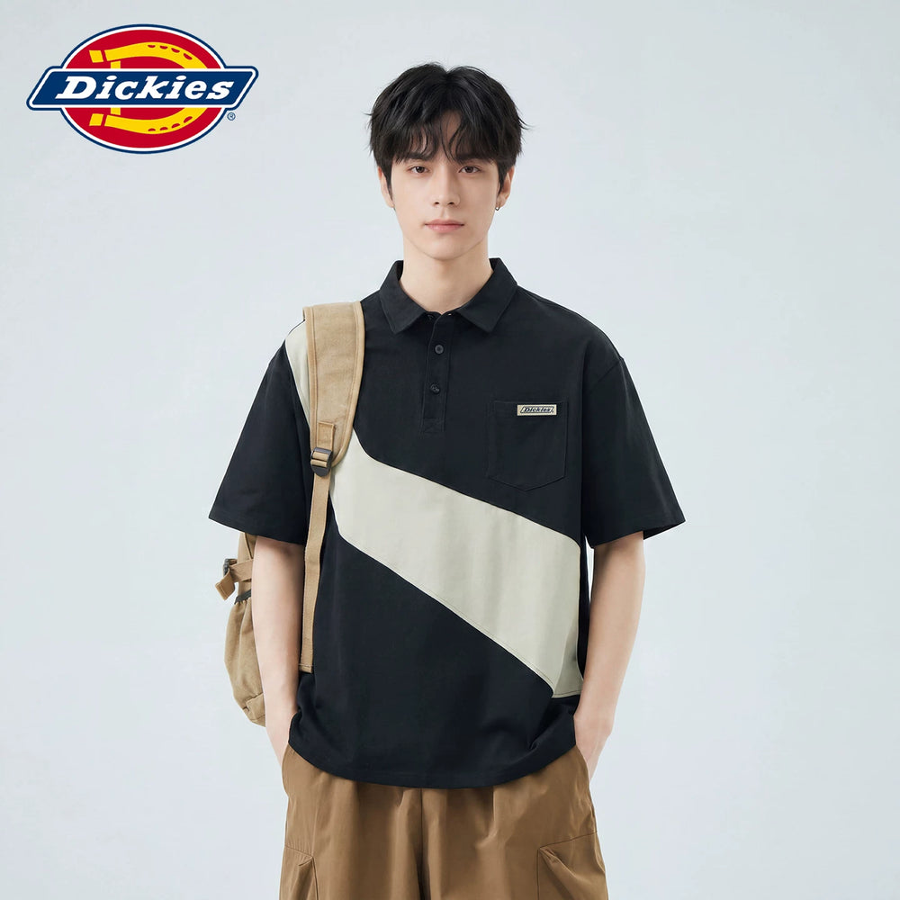 Dickies Cool Summer New Collection Color blocked Collar Short Sleeve Polo Shirt Men's Loose Versatile Top Y