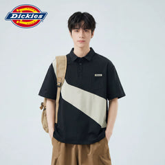 Dickies Cool Summer New Collection Color blocked Collar Short Sleeve Polo Shirt Men's Loose Versatile Top Y