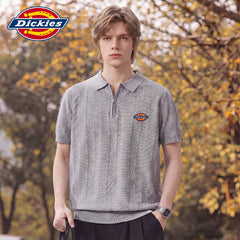 Dickies Cool Suitable Half Zipper Short Sleeve Polo Shirt Summer New Loose and Versatile Classic Logo T-shirt Top Y