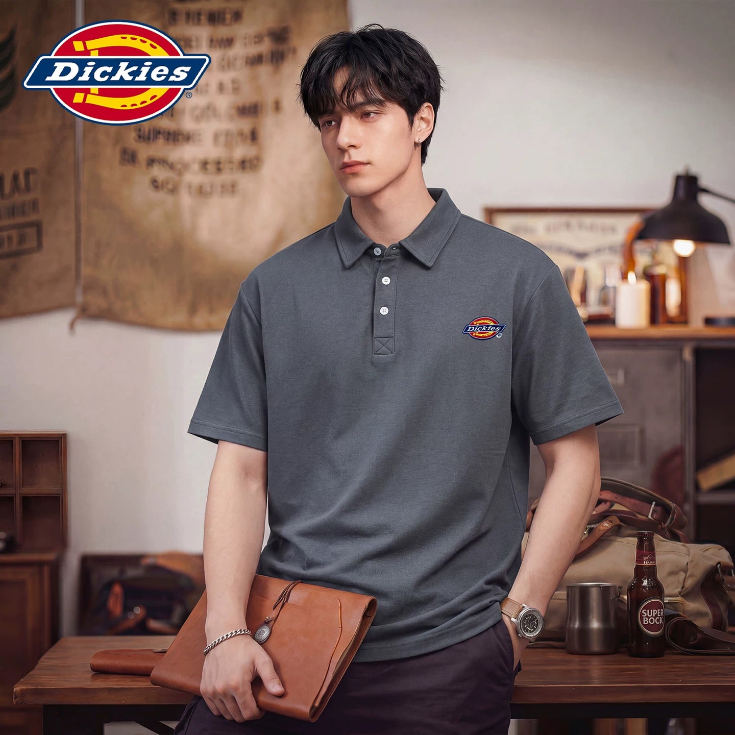 Dickies Emperor Cool Suitable Men's New Trendy Short sleeved Polo Shirt Summer Thin Style Contrast Splicing Collar Top Y