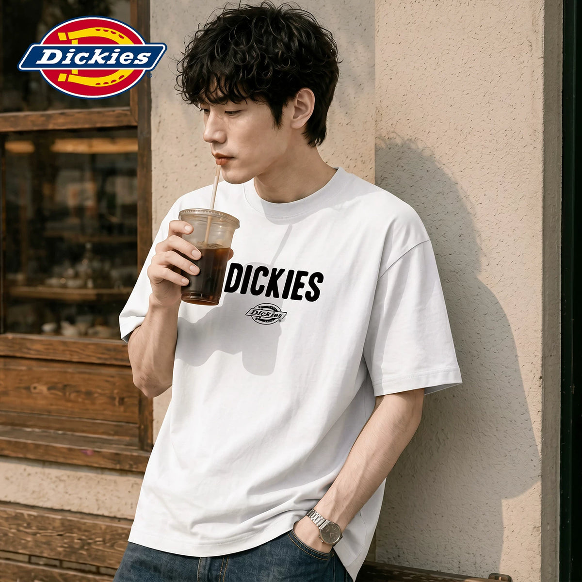 Dickies Cool Summer New American Printed Casual Round Neck Short Sleeve T-shirt for Men, Thin Half Sleeve Shirt Y