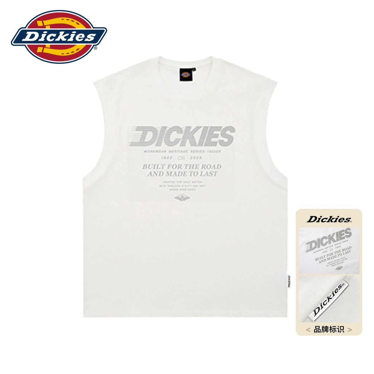 Dickies Cool Suitable Pure Cotton Shoulder Tank Top Men's Summer Printed Loose Casual Top Wear Sleeveless T-shirt M