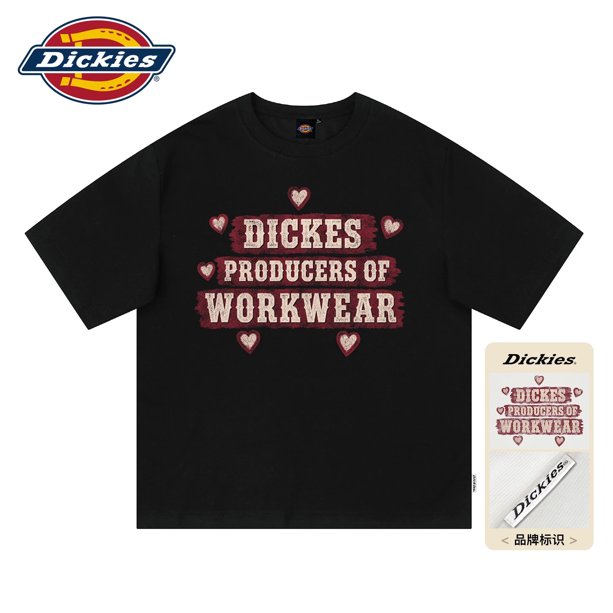 Dickies Cool Trendy Brand Short Sleeve T-shirt for Boys Summer Solona Cool Letter Printed Casual Top M